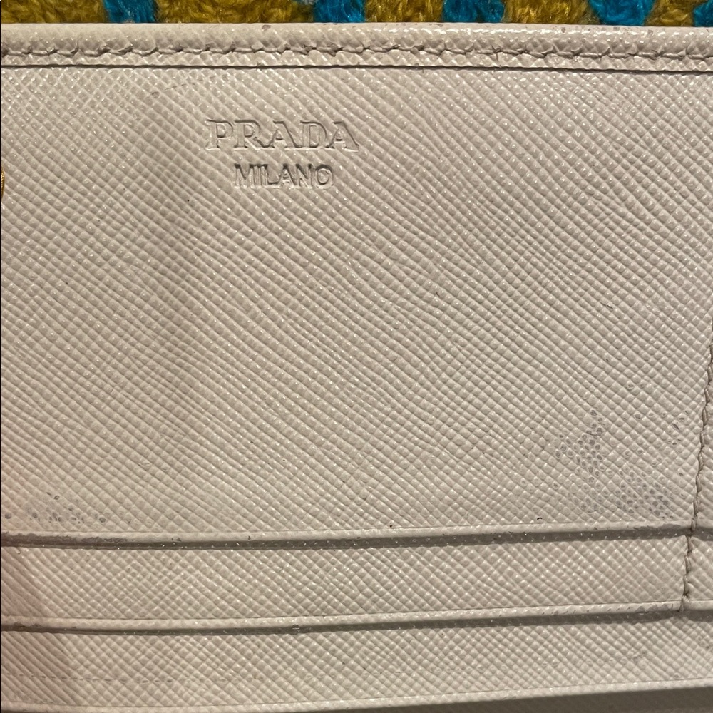 Prada Saffiano Leather Rare Wallet Flowers Cream Yellow As Is - Picture 8 of 16